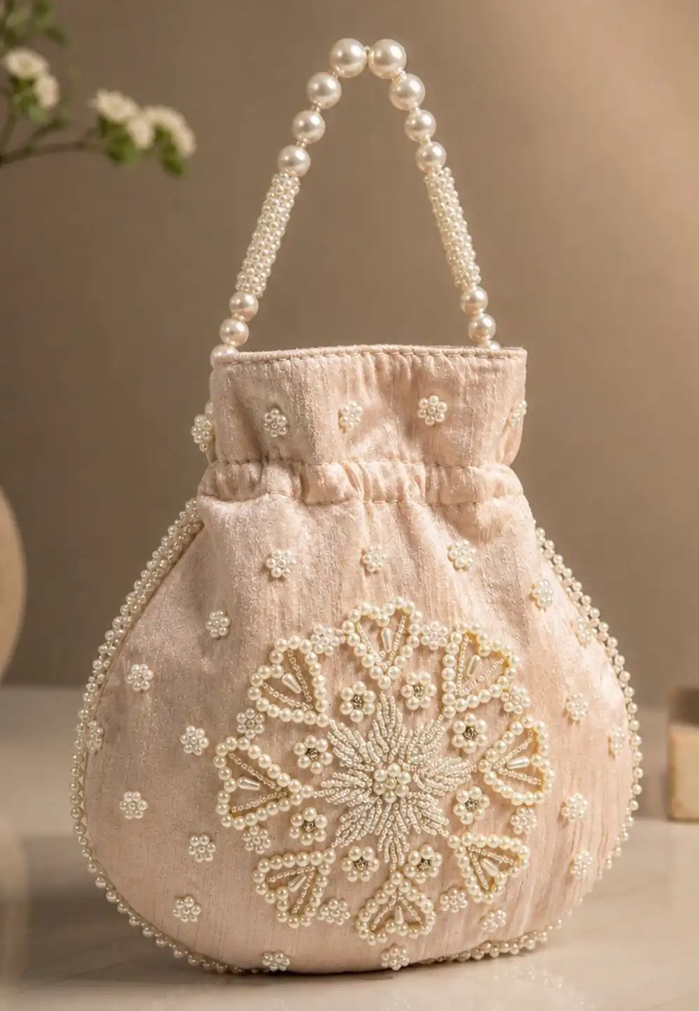 Beige Art Silk Potli Bags 329278