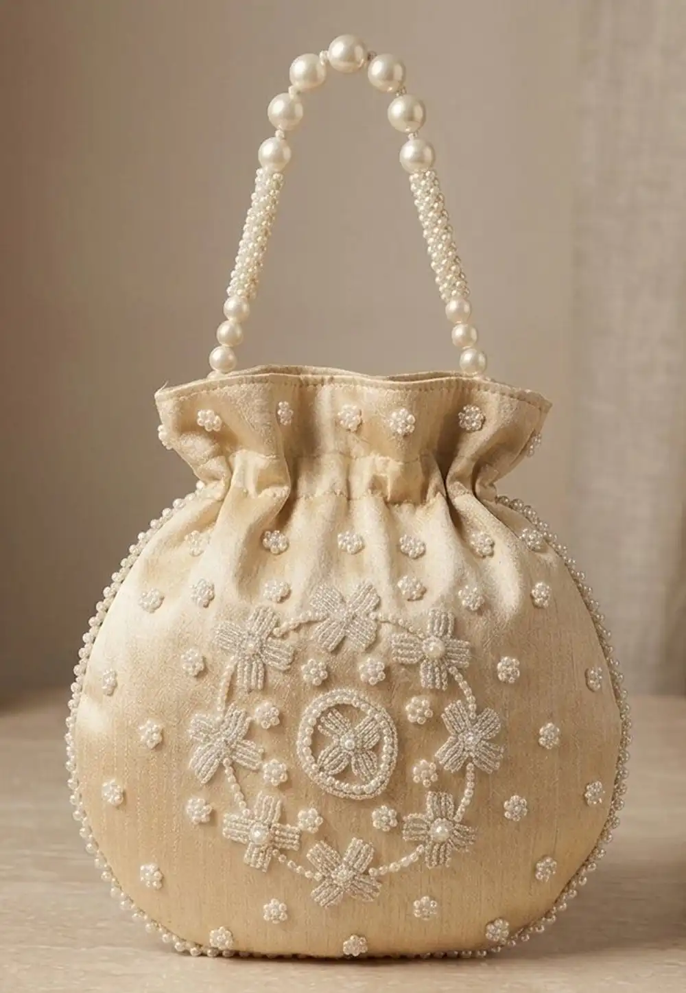 Beige Art Silk Potli Bags 329300