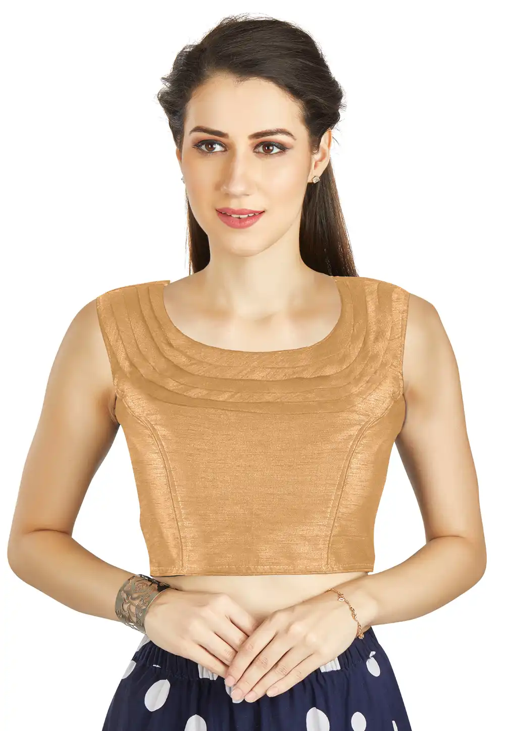 Beige Art Silk Readymade Blouse 319478
