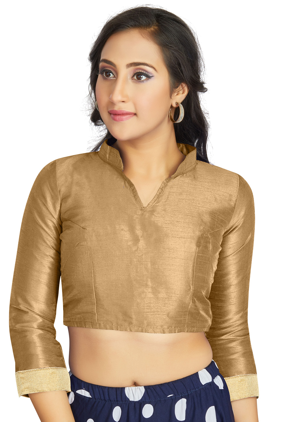 Beige Art Silk Readymade Blouse 319634