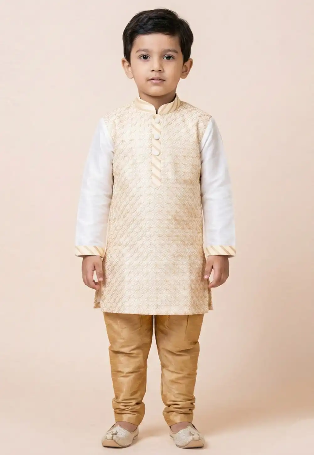 Beige Banarasi Kids Kurta Pajama 322640