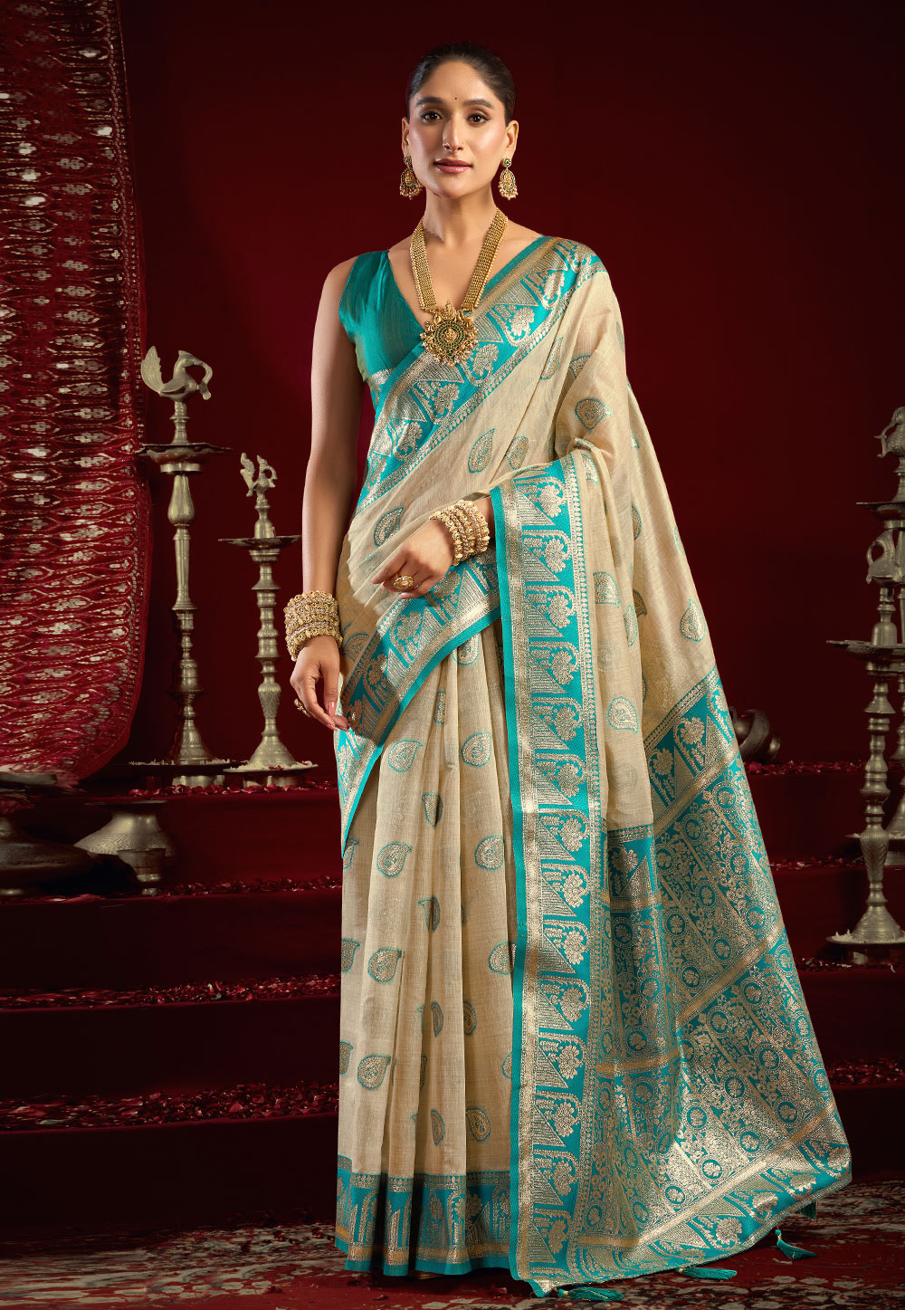 Beige Banarasi Saree 320633