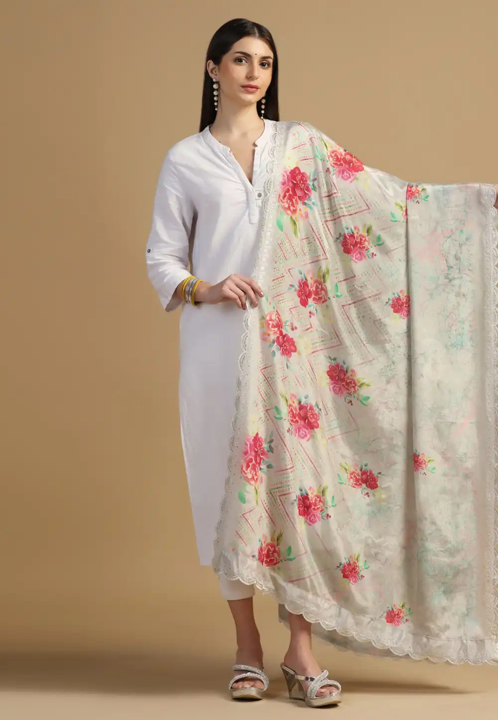 Beige Chinon Dupatta 305766