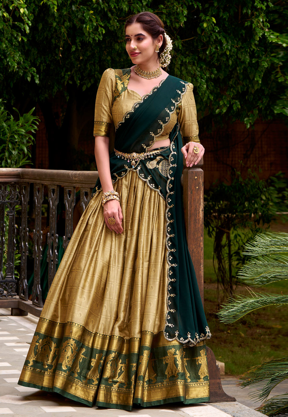 Beige Cotton Circular Lehenga Choli 318535