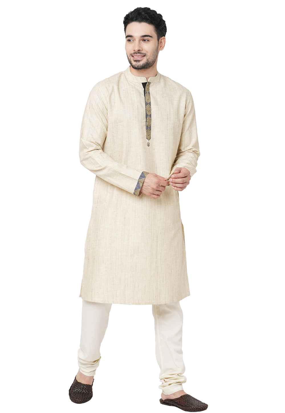 Beige Cotton Kurta Pajama 284160