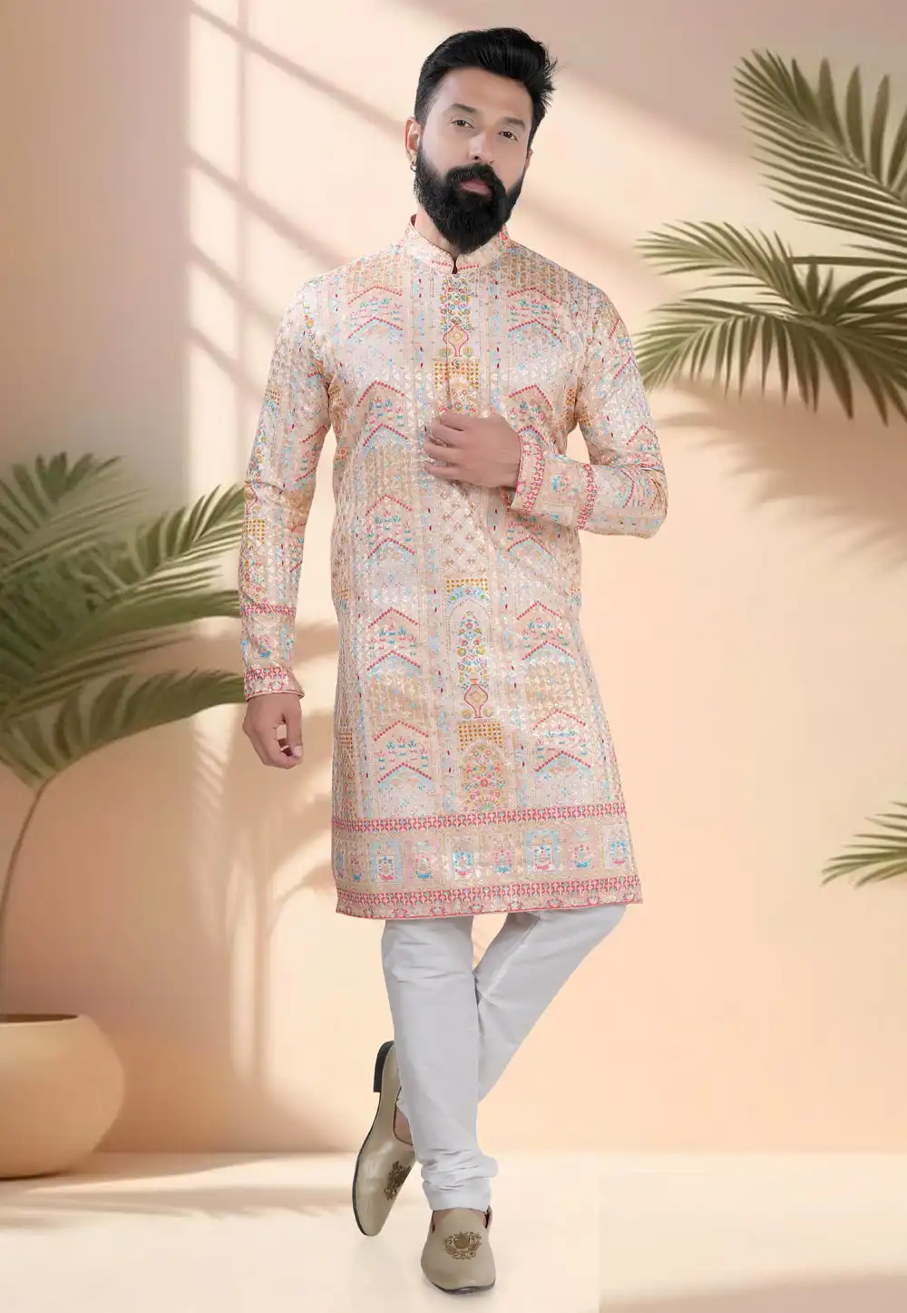 Beige Cotton Kurta Pajama 316539