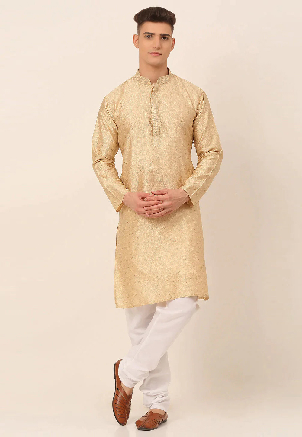 Beige Cotton Kurta Pajama 281646