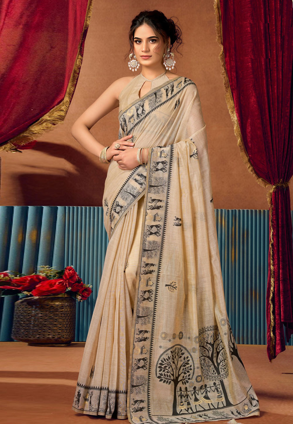 Beige Cotton Saree With Blouse 325417