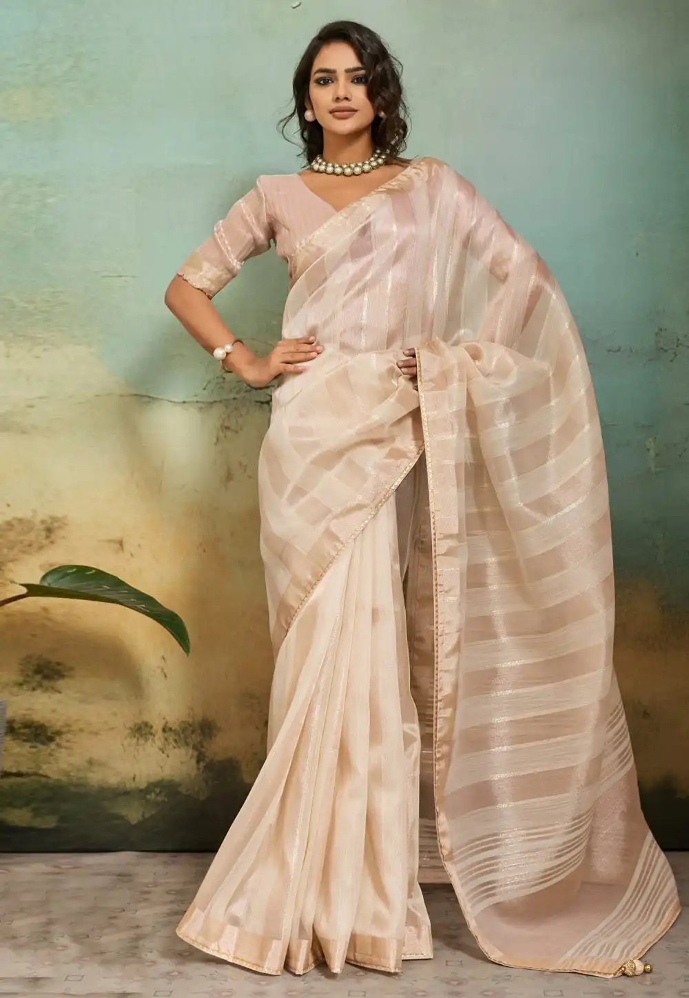 Beige Cotton Silk Saree With Blouse 327102