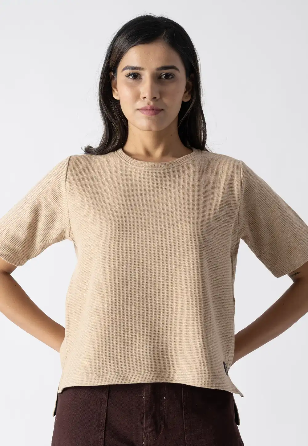 Beige Cotton Top 313266