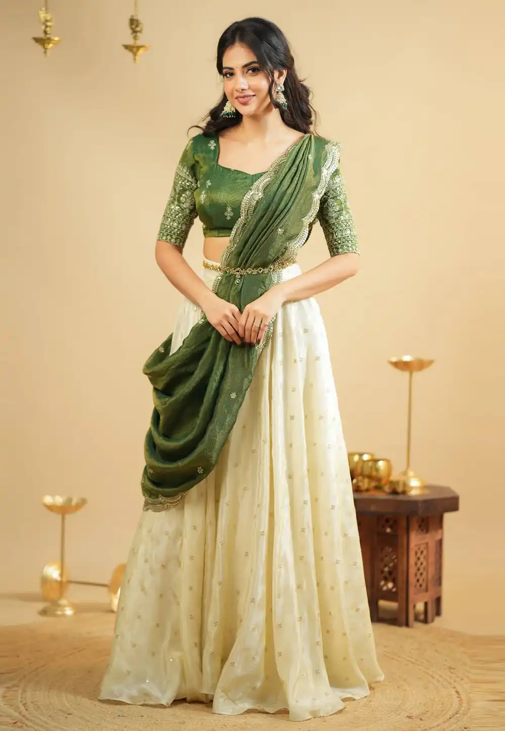 Beige Crepe Silk A Line Lehenga Choli 316963