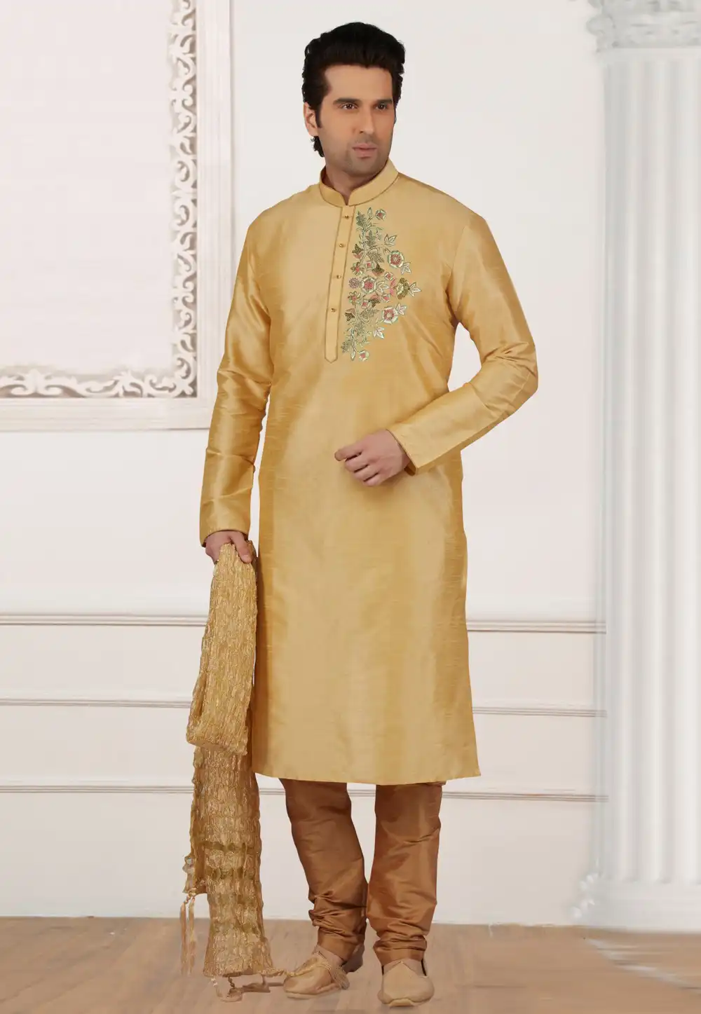 Beige Dupion Silk Kurta Pajama 311880