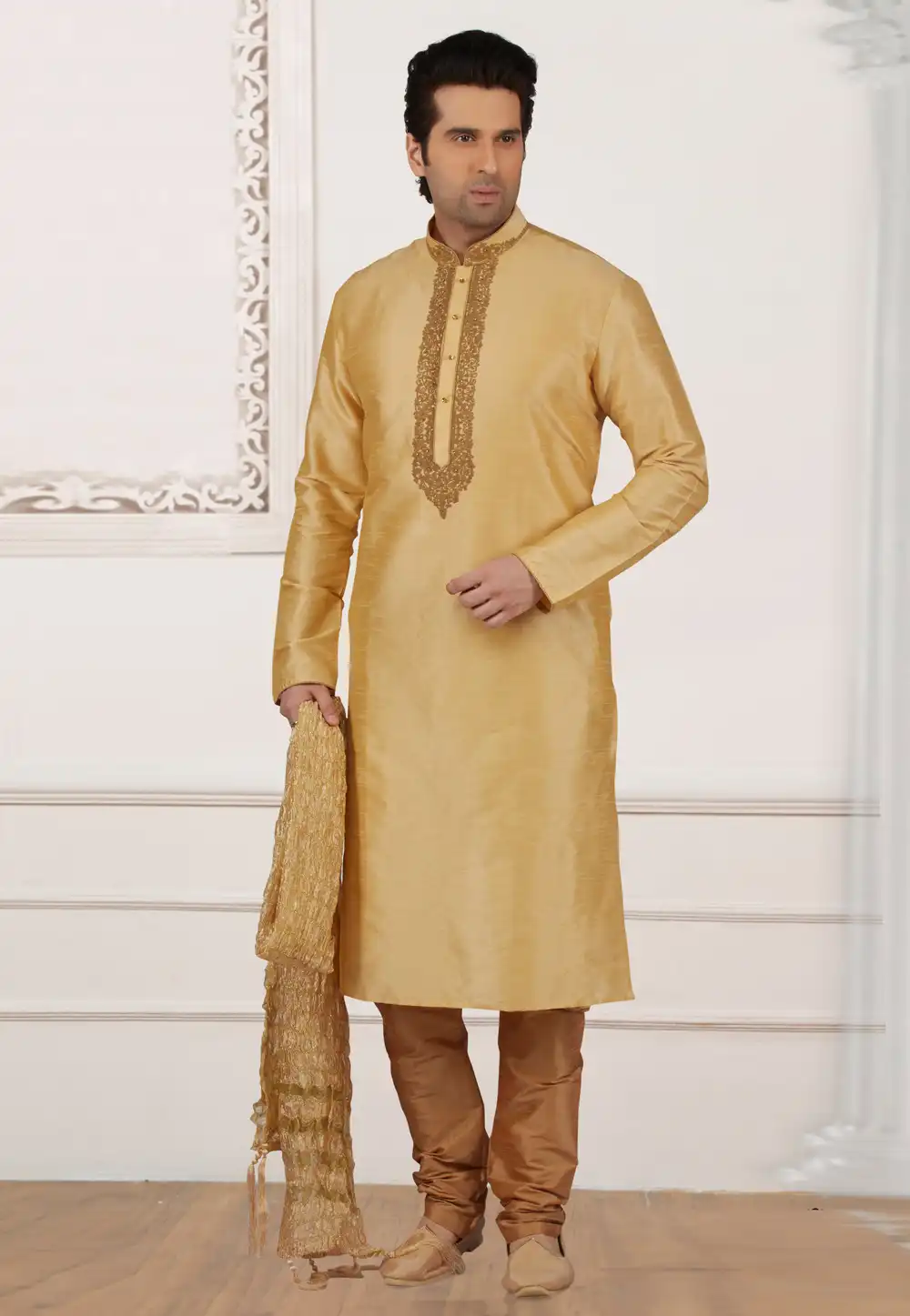 Beige Dupion Silk Kurta Pajama 279692