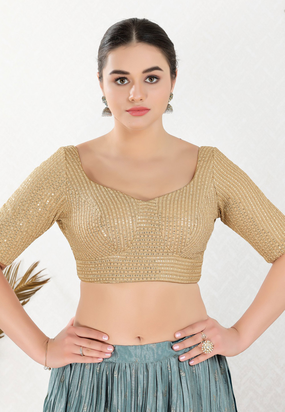 Beige Georgette Readymade Blouse 311673