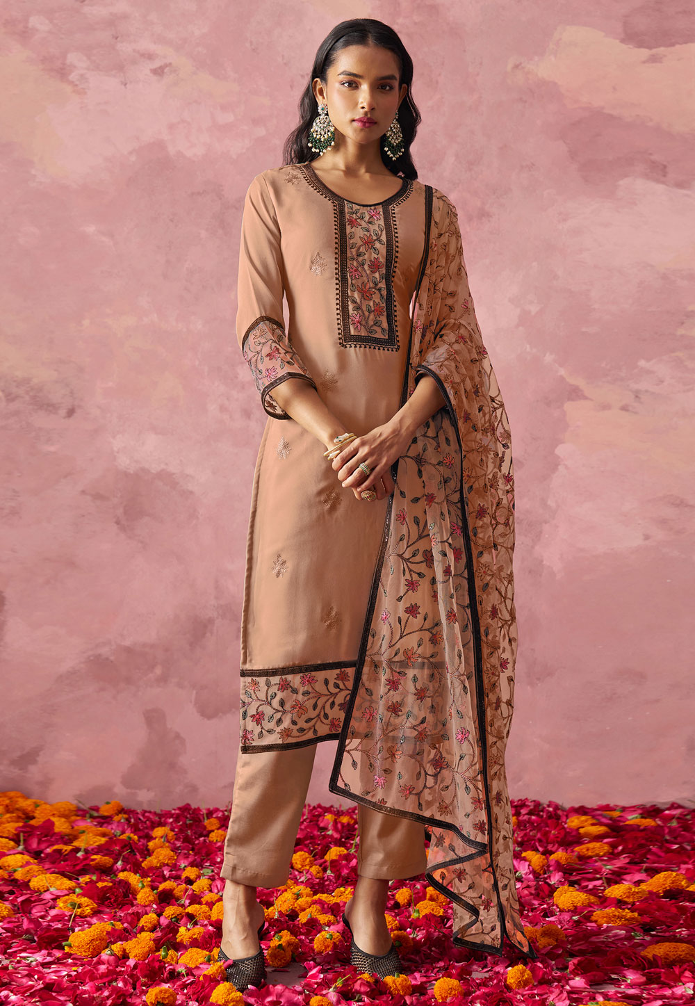 Beige Georgette Readymade Pakistani Suit 311354