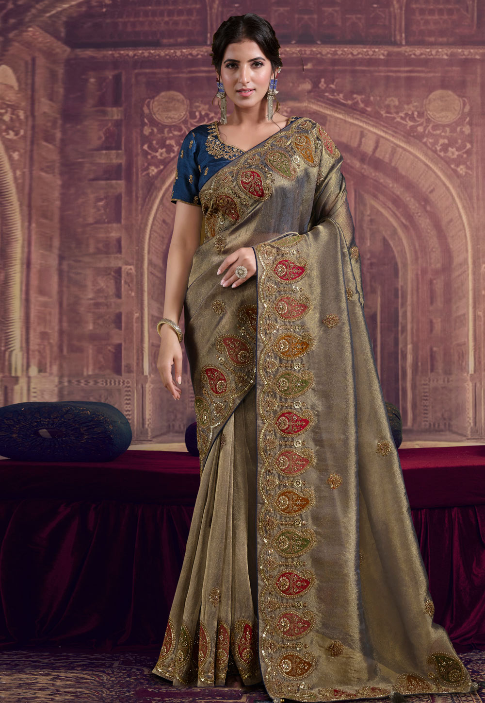 Beige Georgette Saree With Blouse 319504