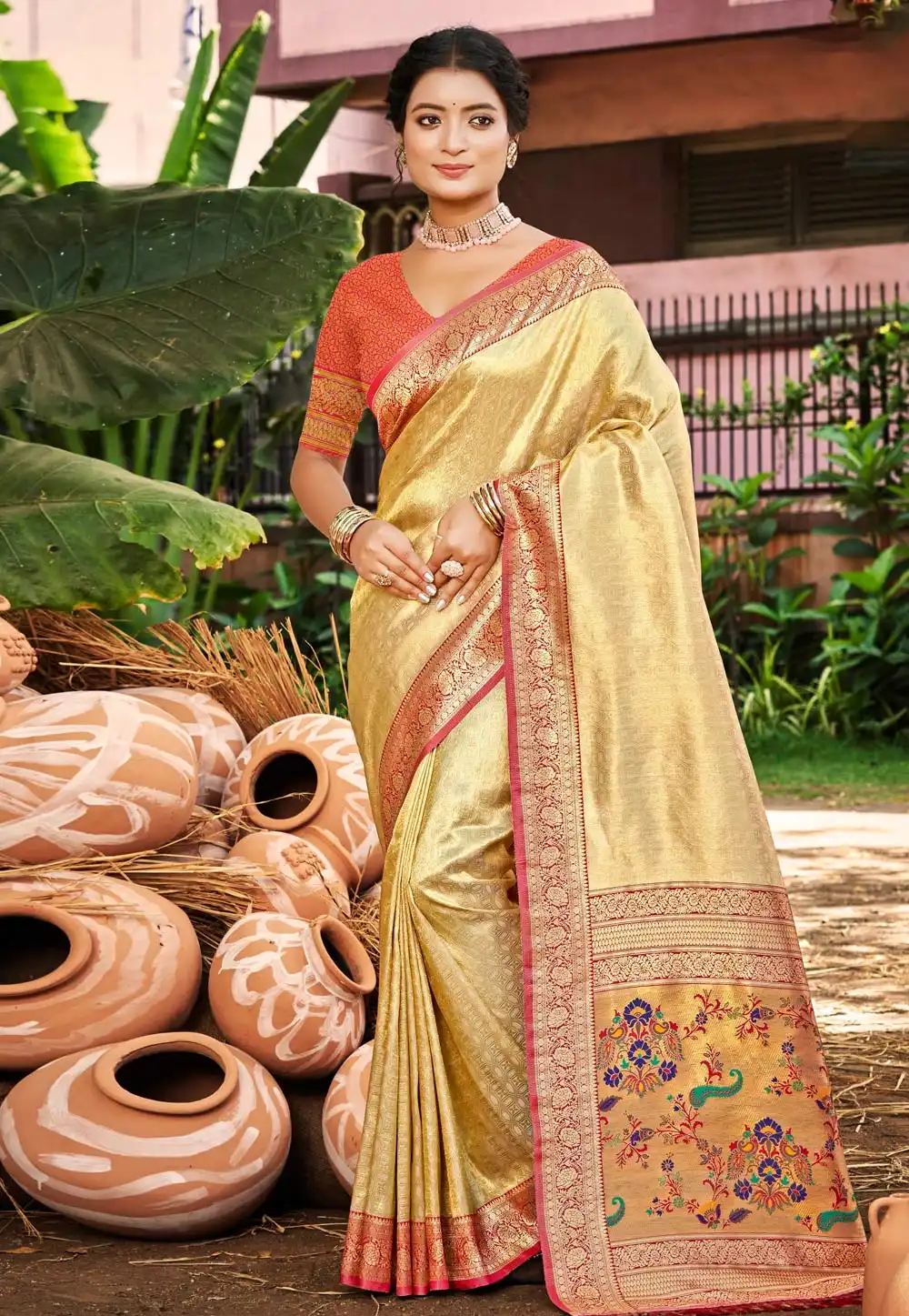 Beige Kanjivaram Silk Saree 314101