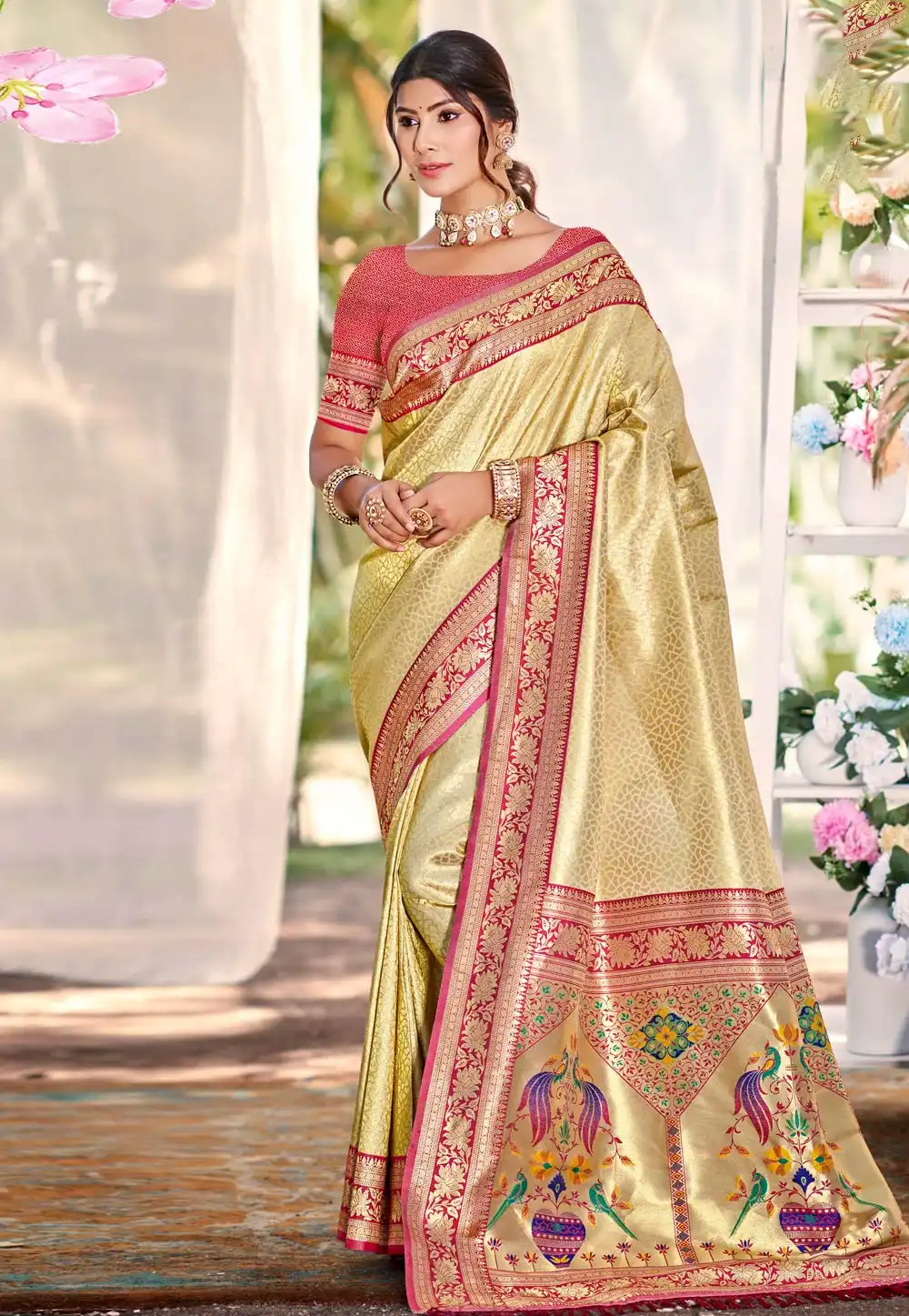 Beige Kanjivaram Silk Saree 314109