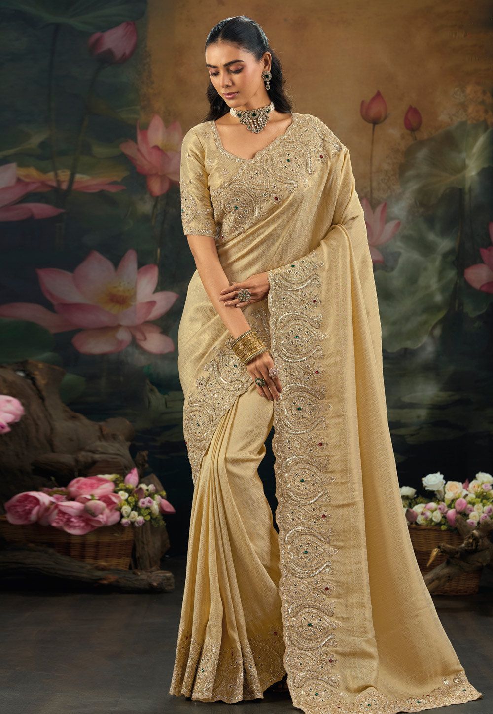 Beige Kanjivaram Silk Saree 325720