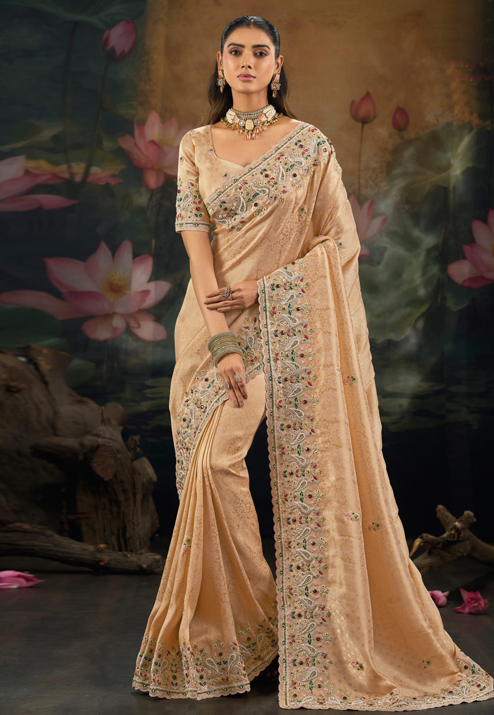 Beige Kanjivaram Silk Saree 325723