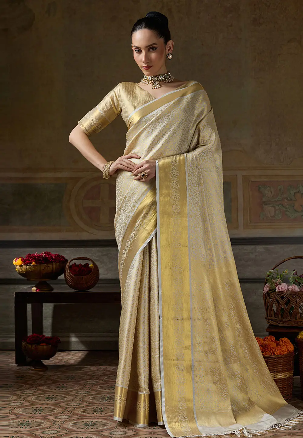 Beige Kanjivaram Silk Saree 334999