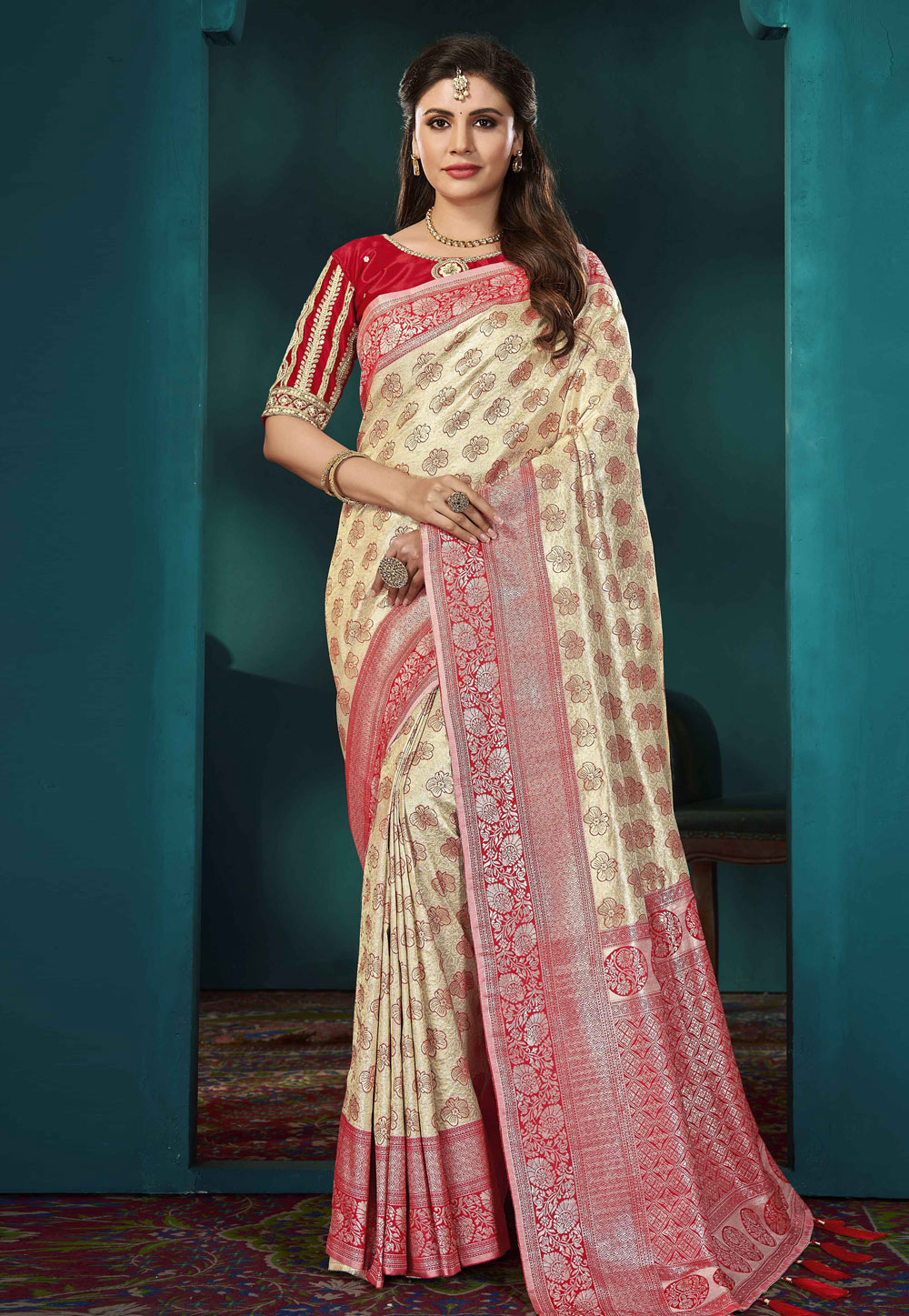Beige Kanjivaram Silk Saree 287808