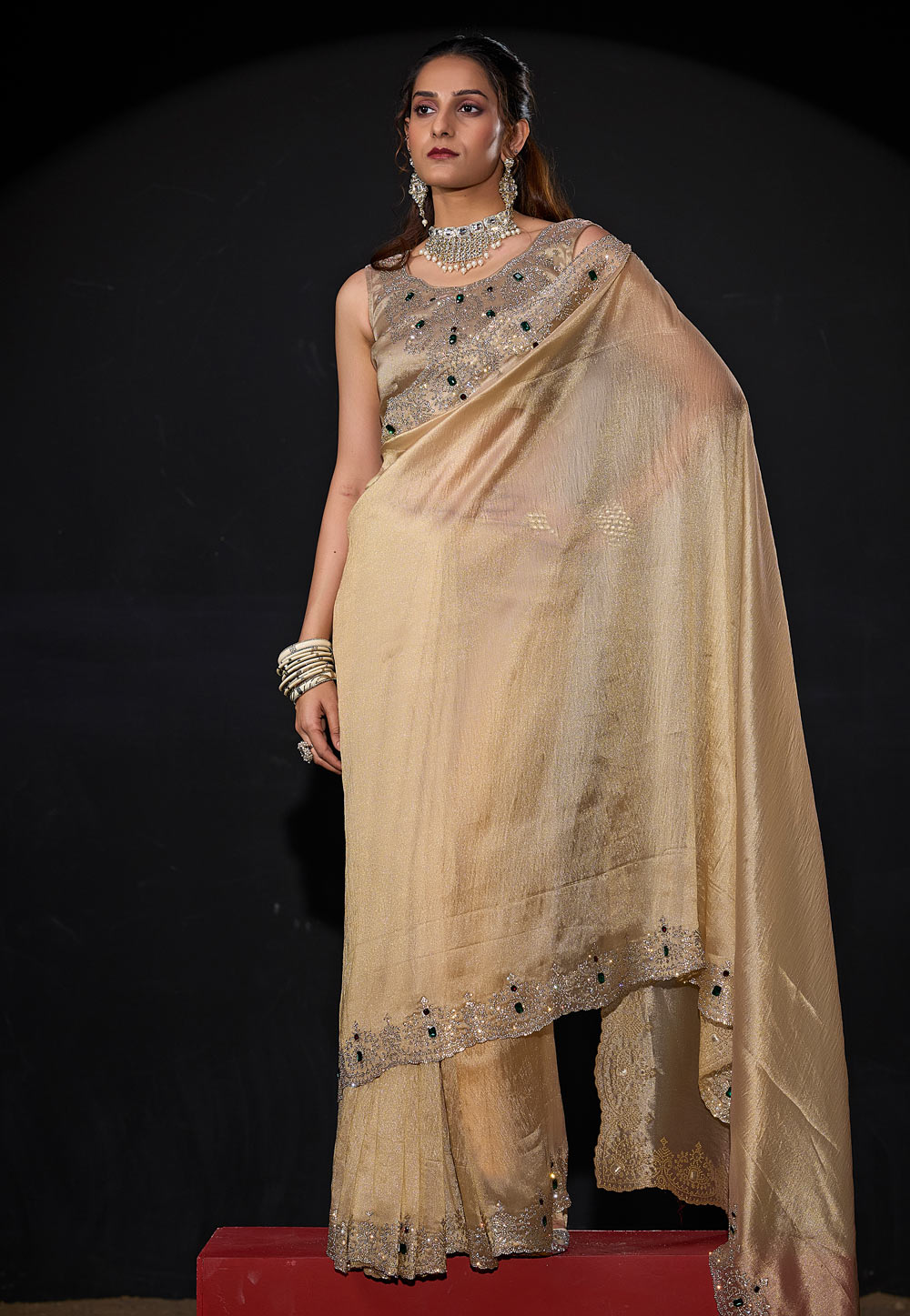Beige Kanjivaram Silk Saree With Blouse 327607
