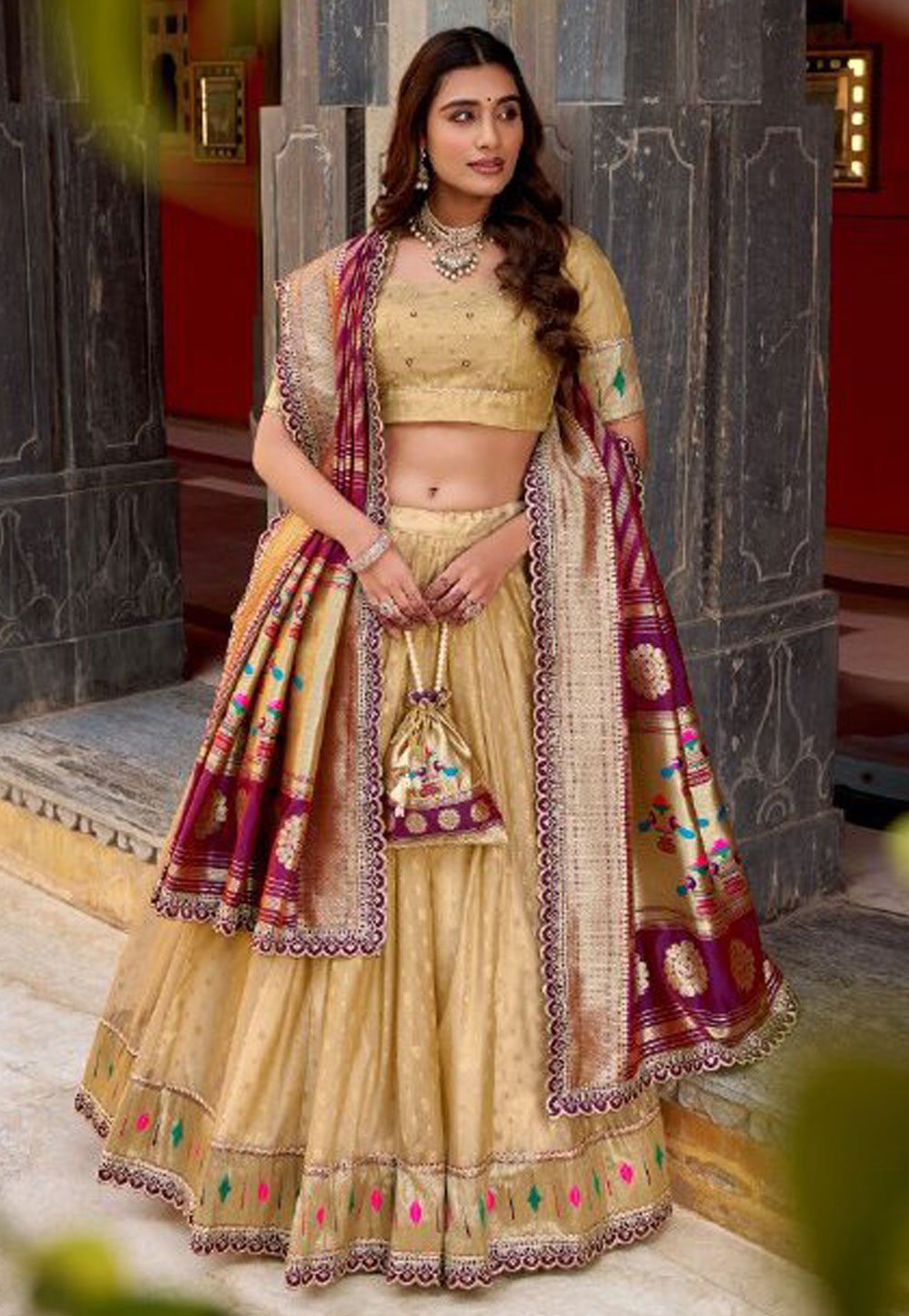 Beige Shimmer Lehenga Choli 325927