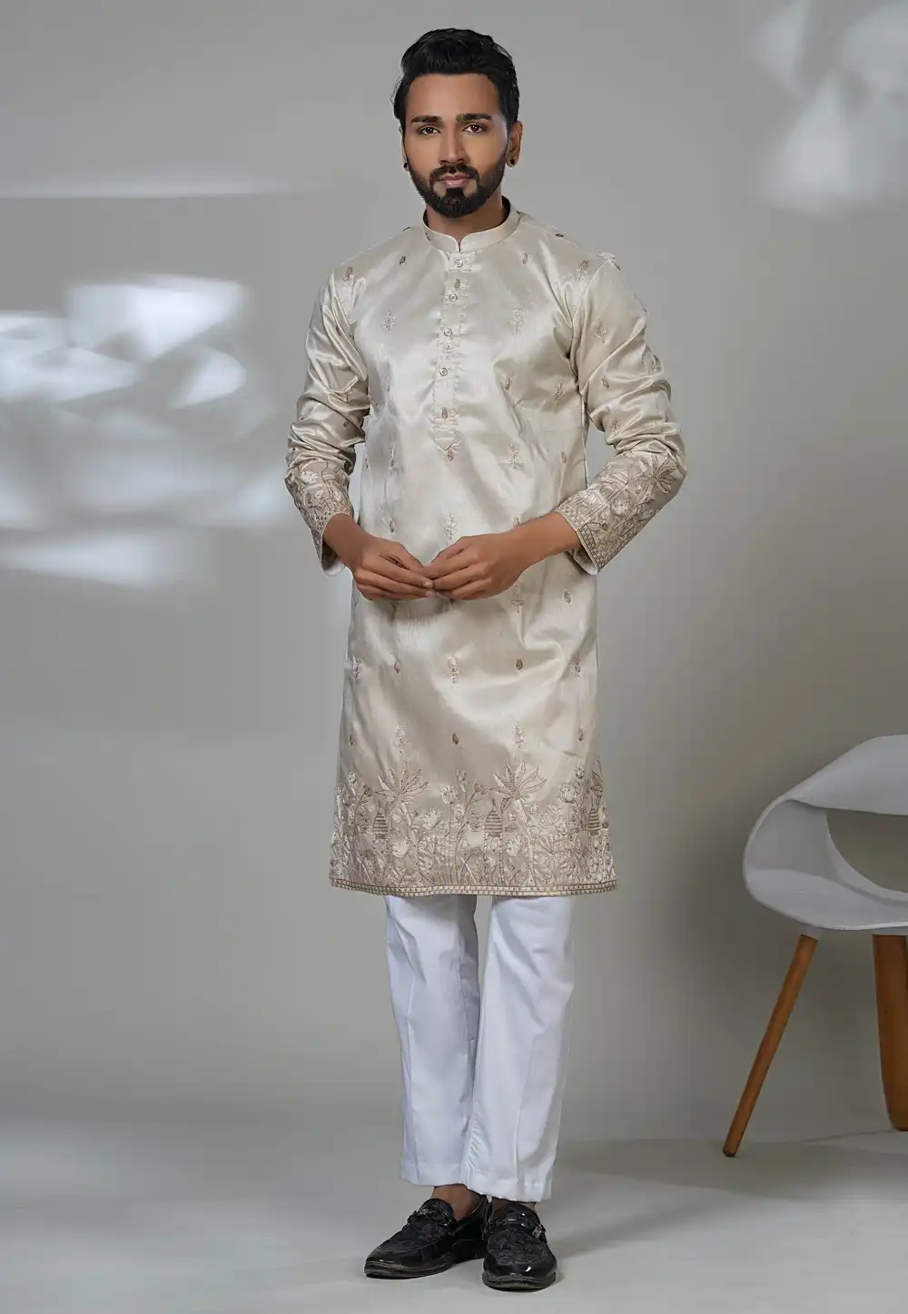 Beige Silk Kurta Pajama 315521