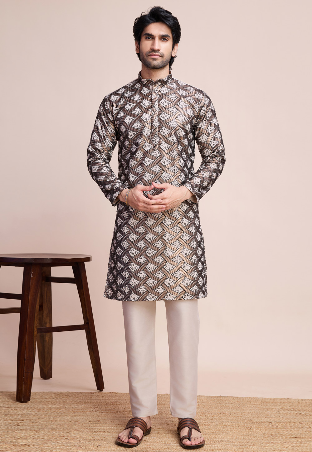 Beige Silk Kurta Pajama 311661