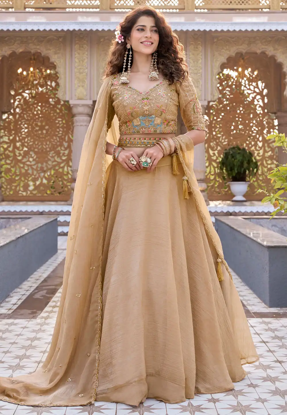 Beige Silk Lehenga Choli 324085