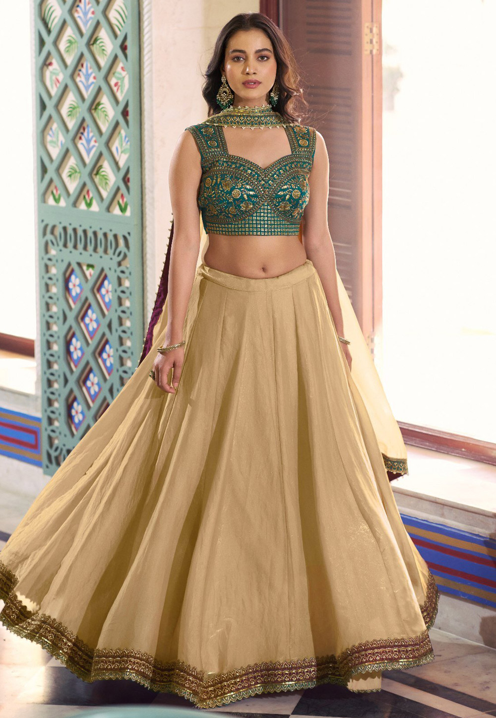Beige Silk Lehenga Choli 329797