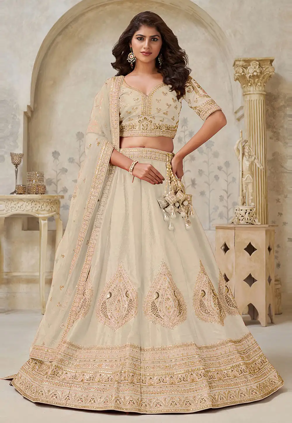 Beige Silk Lehenga Choli For Wedding 318861