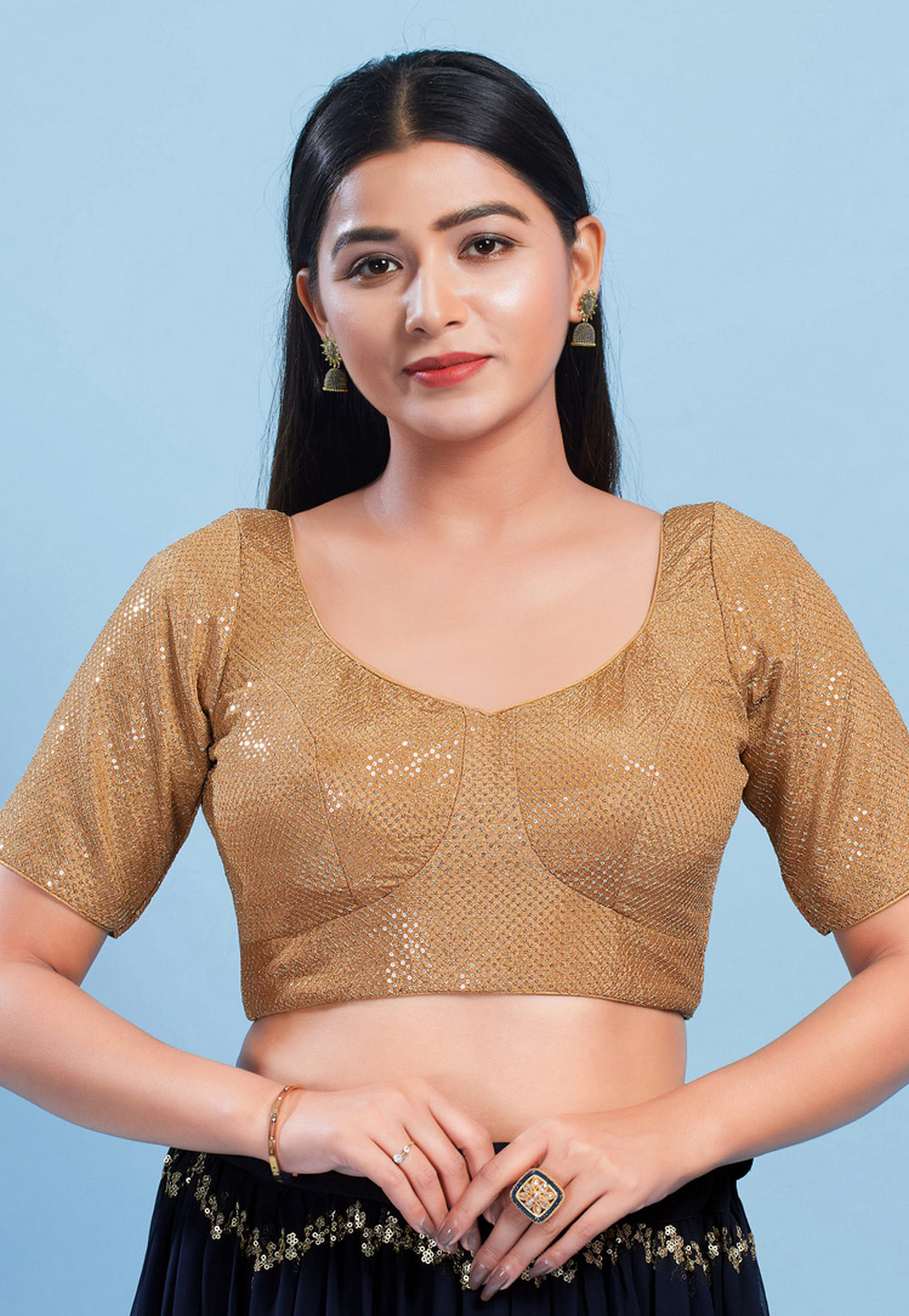 Beige Silk Readymade Blouse 325112
