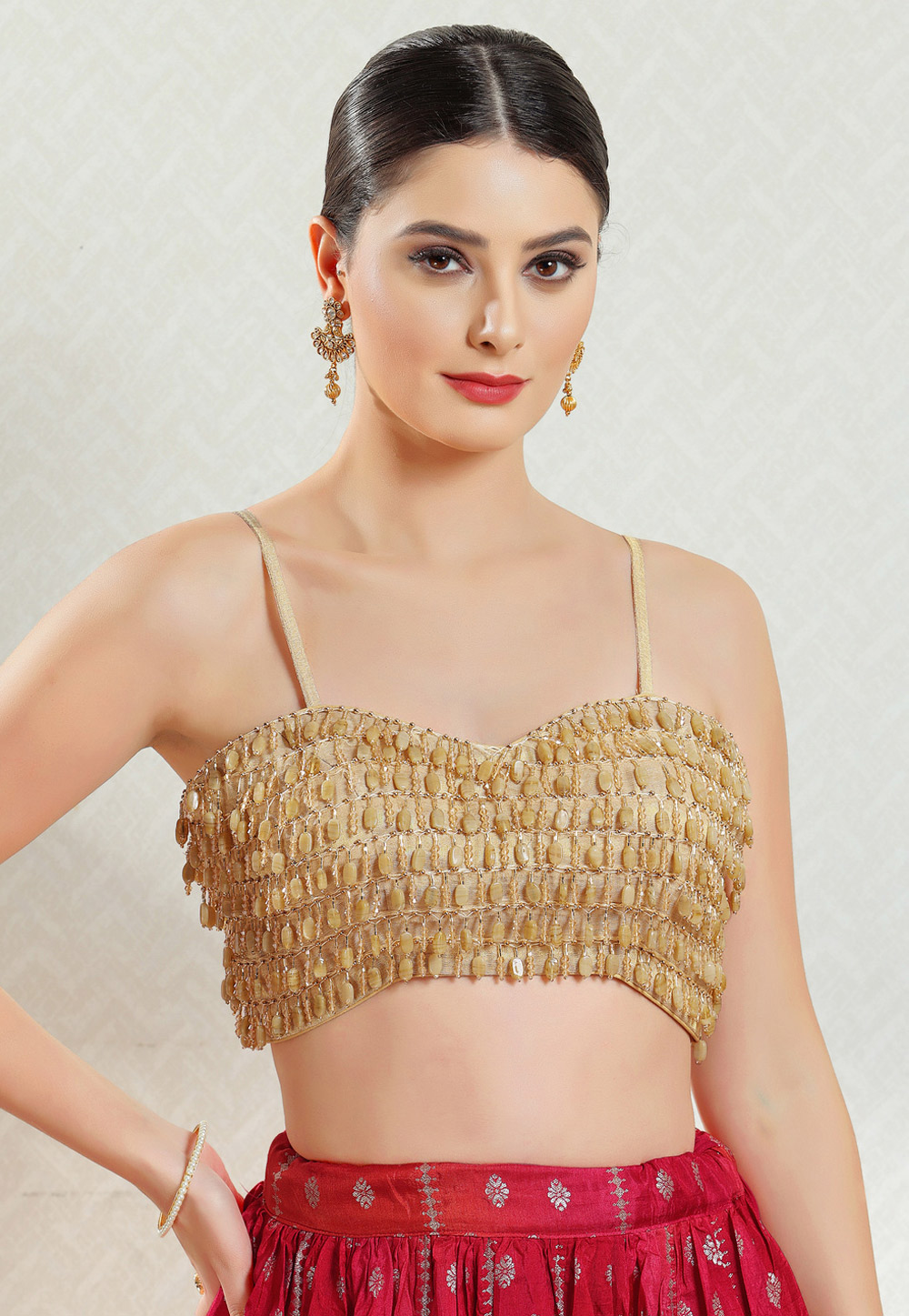 Beige Silk Readymade Blouse 325790