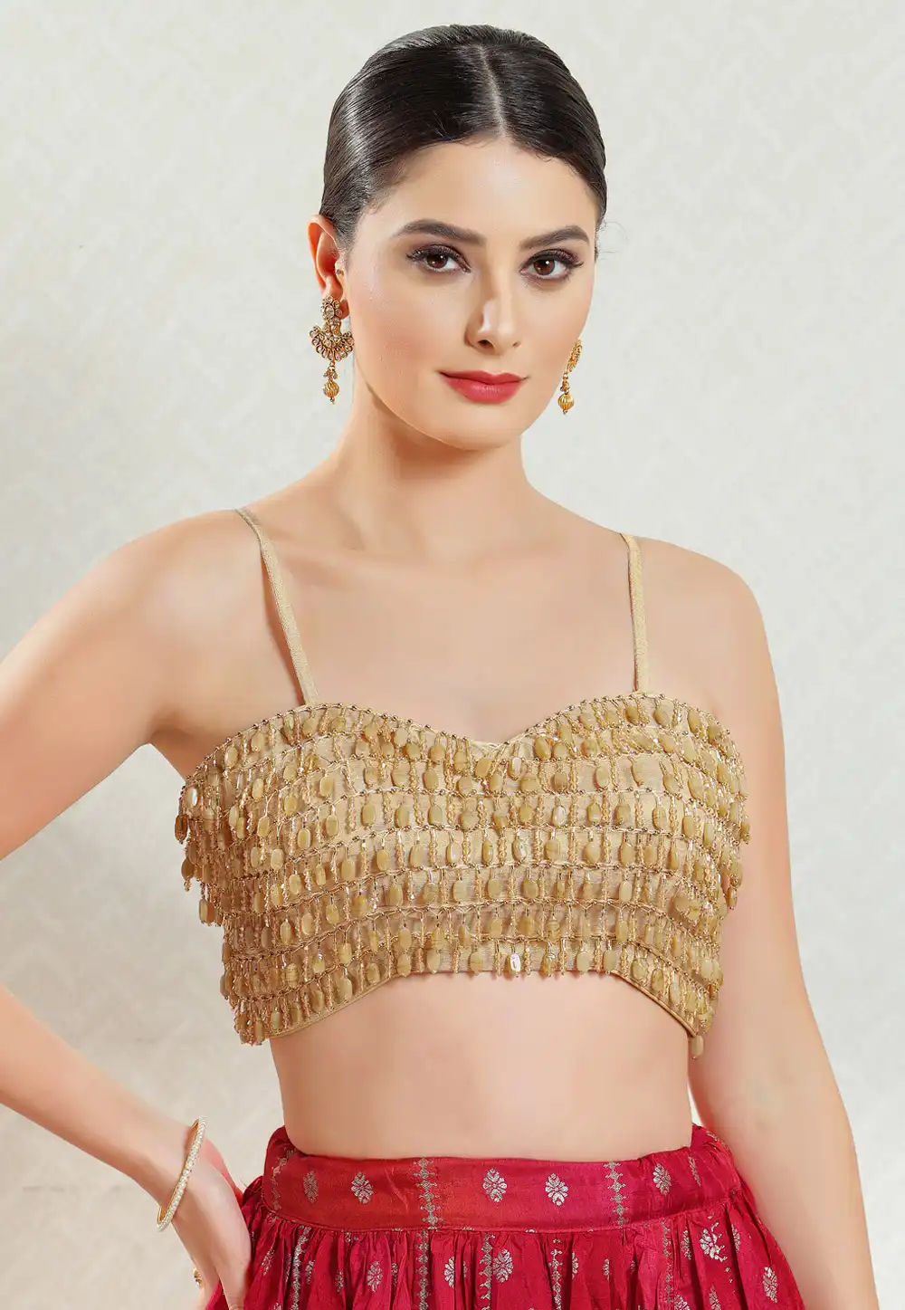 Beige Silk Readymade Blouse 325790