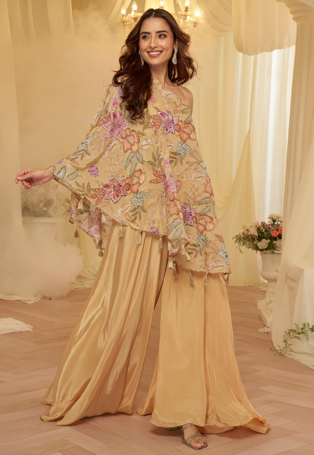 Beige Viscose Crepe Designer Salwar Suit 324534