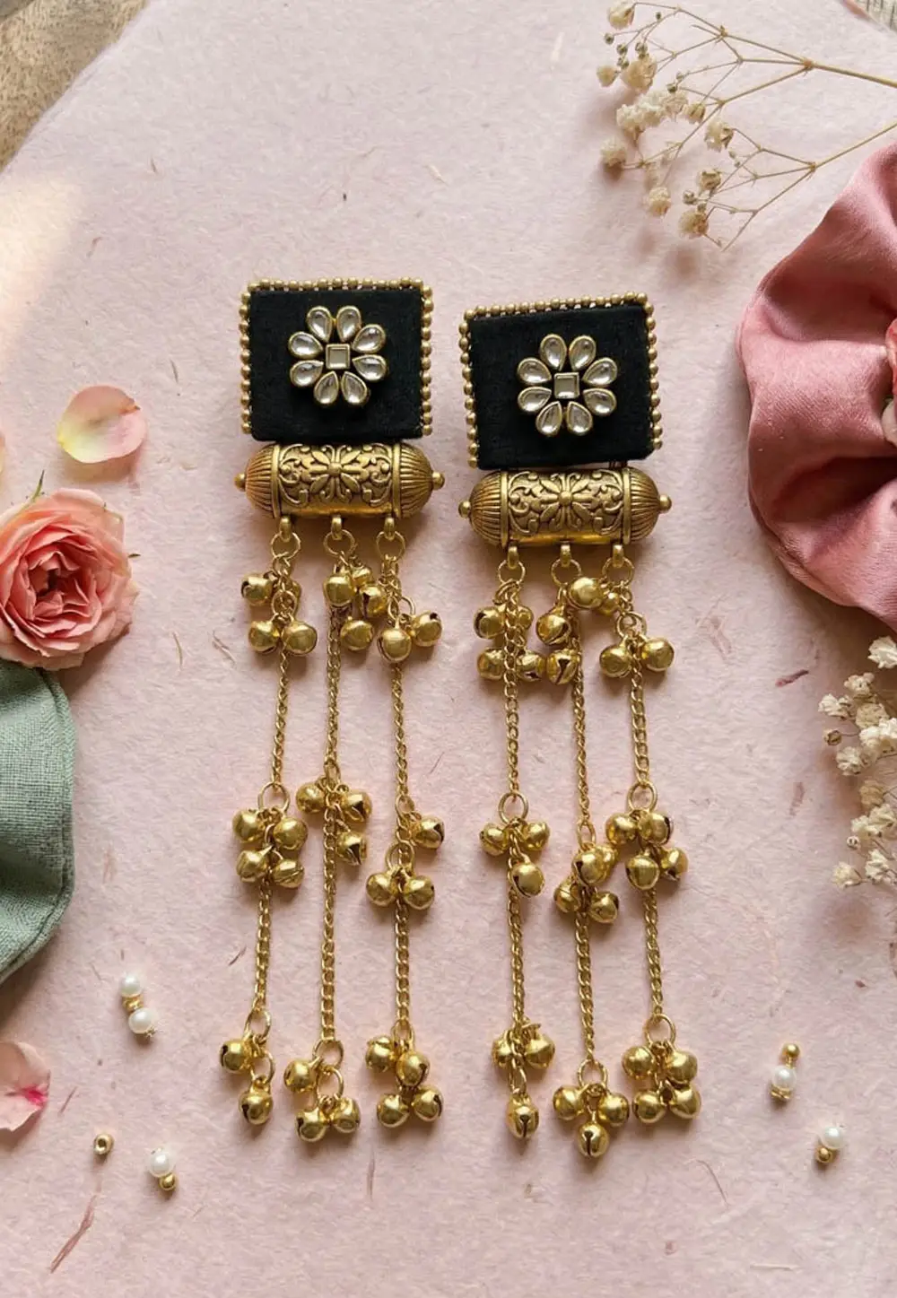 Black Alloy Earrings 332170