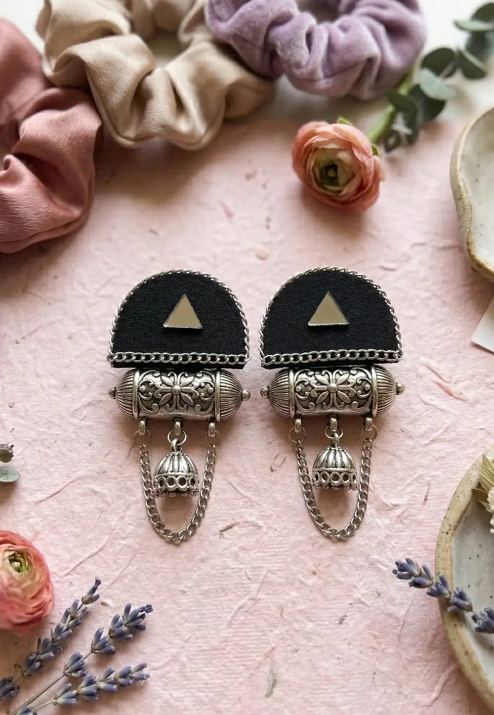 Black Alloy Earrings 332171