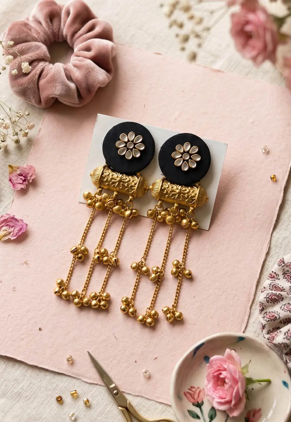 Black Alloy Earrings 332179