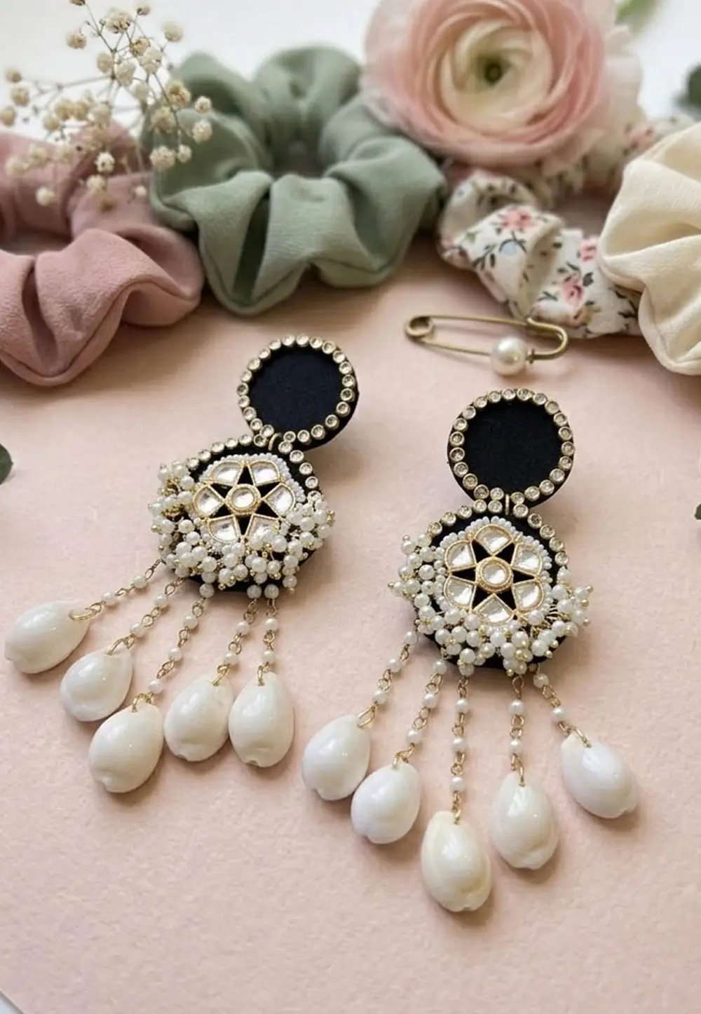 Black Alloy Earrings 332182