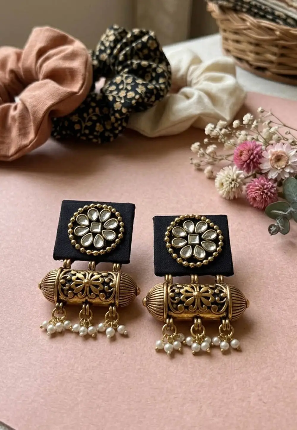 Black Alloy Earrings 332184