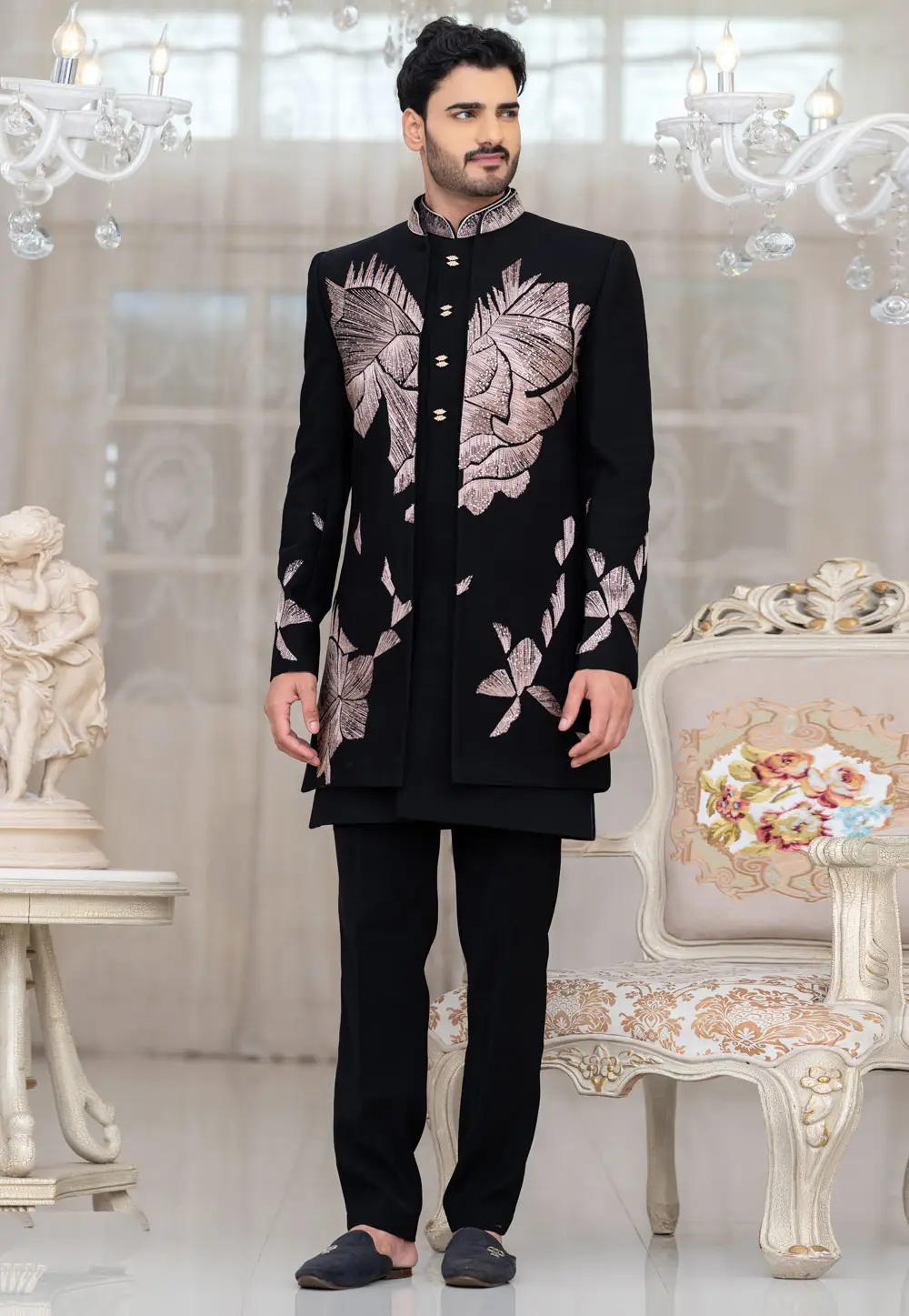 Black Armani Indo Western Suit 336513