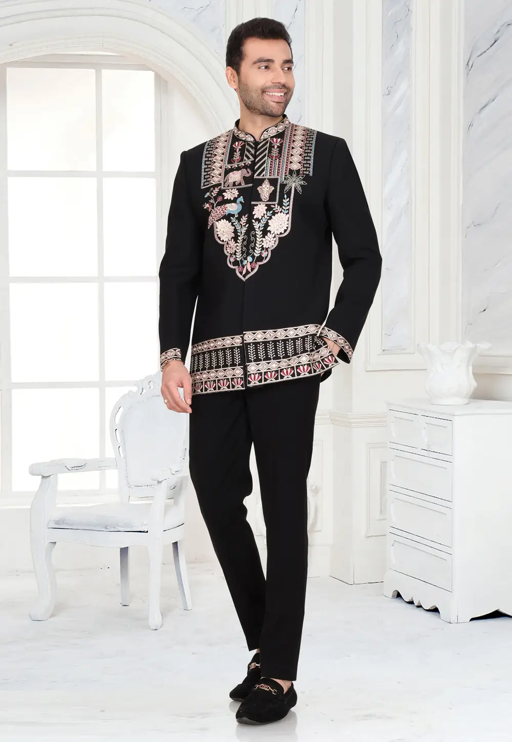 Black Armani Jodhpuri Suit 335415