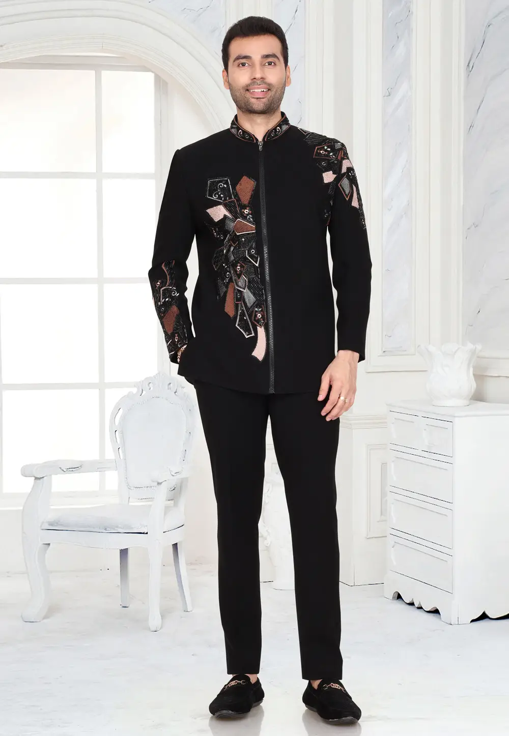 Black Armani Jodhpuri Suit 335416