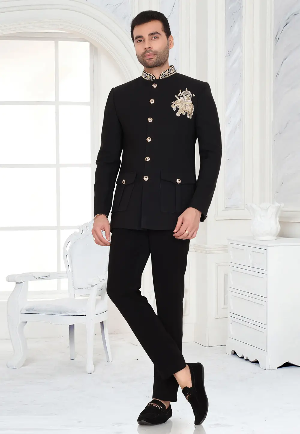 Black Armani Jodhpuri Suit 335417
