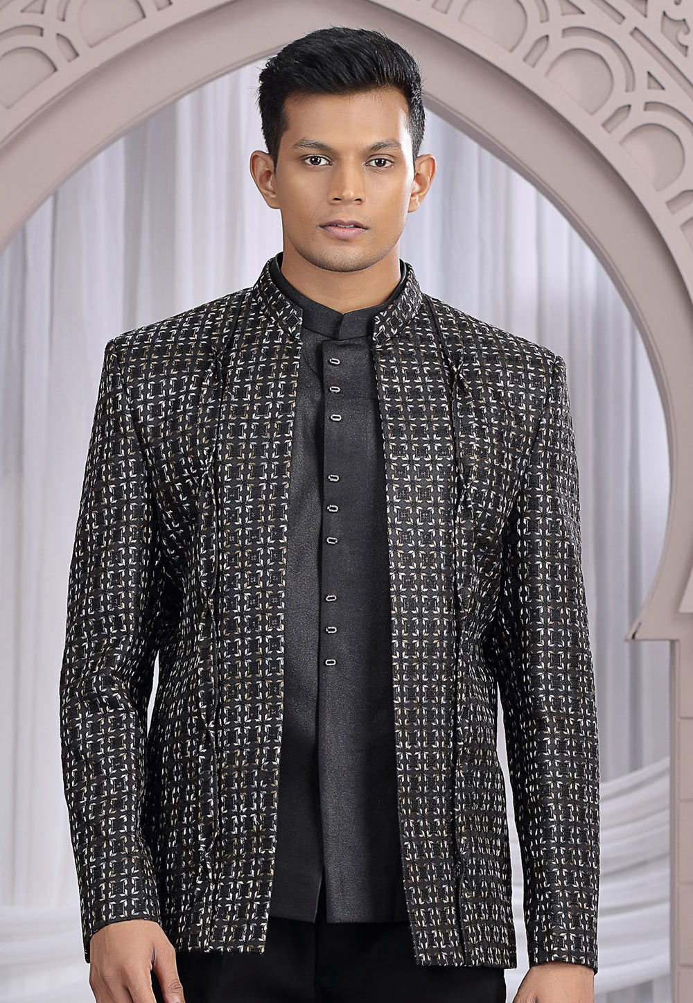 Black Art Silk Jodhpuri Suit 319140