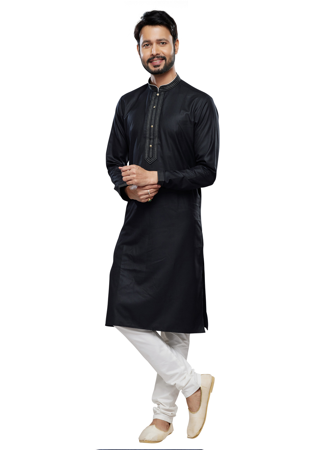 Black Art Silk Kurta Pajama 280940