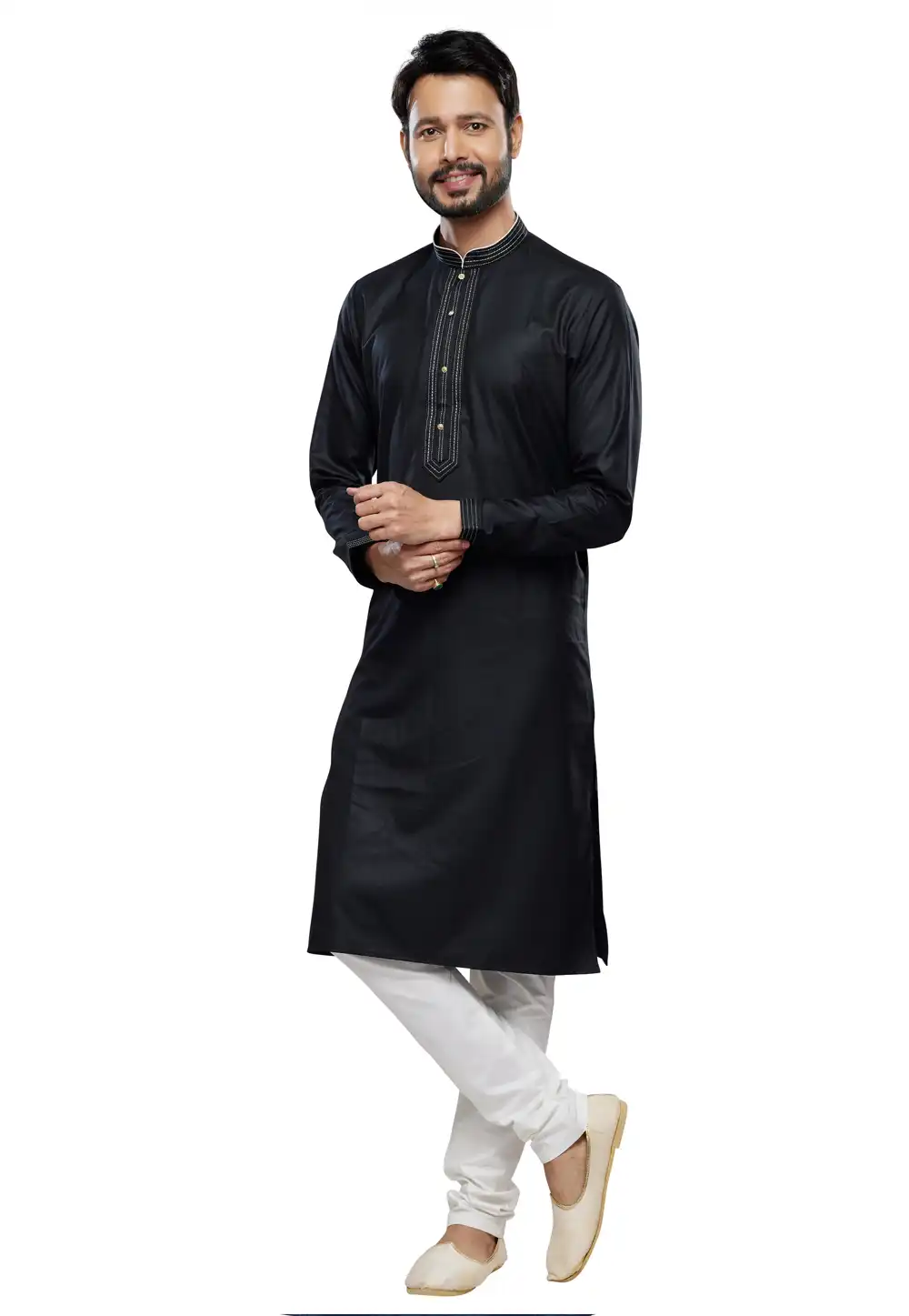 Black Art Silk Kurta Pajama 280940