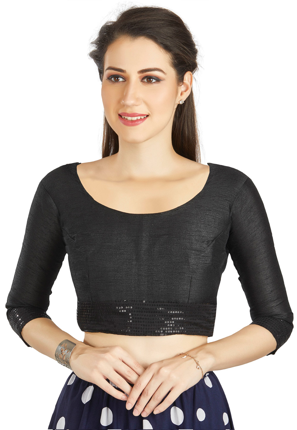 Black Art Silk Readymade Blouse 319460